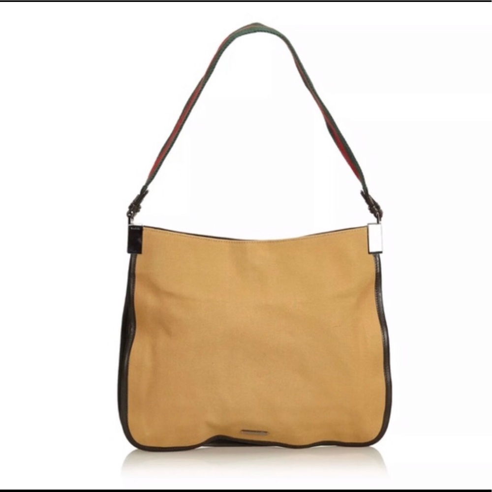 Canvas vintage Gucci with Leather edging Handbag